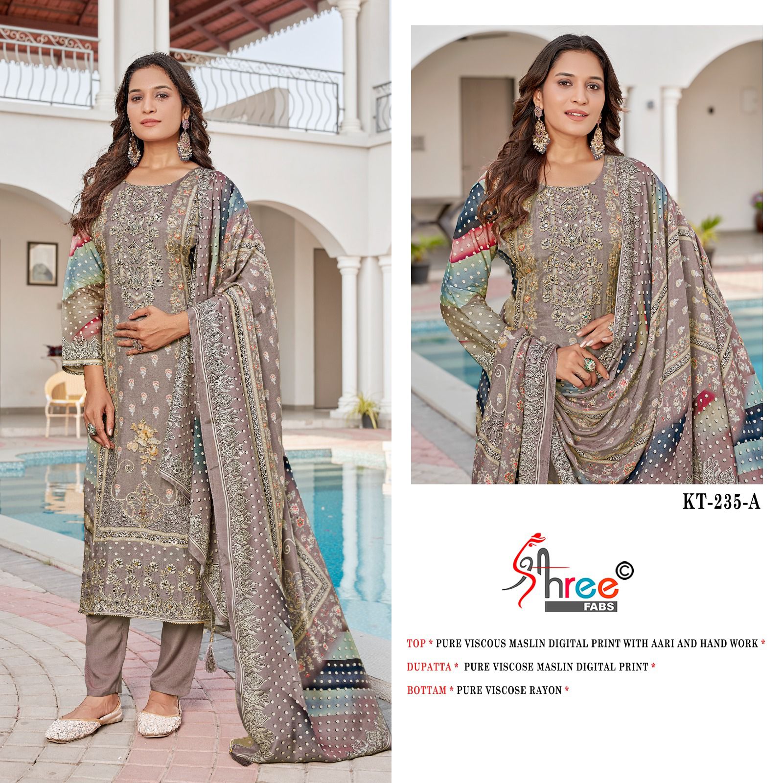 Kt 235 Shree Fabs Pure Viscose Pakistani Salwar Suits Wholesale
