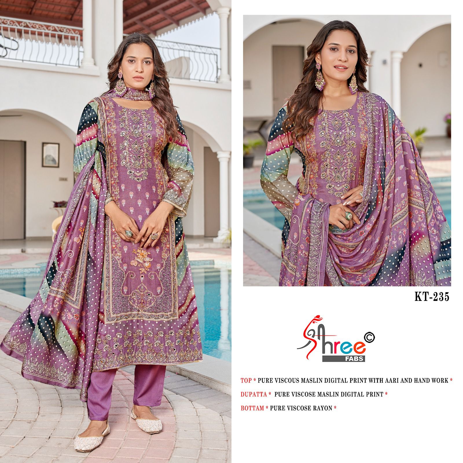 Kt 235 Shree Fabs Pure Viscose Pakistani Salwar Suits Wholesale