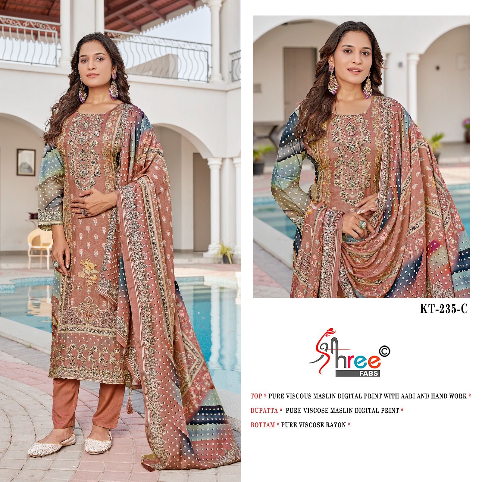 Kt 235 Shree Fabs Pure Viscose Pakistani Salwar Suits Wholesale