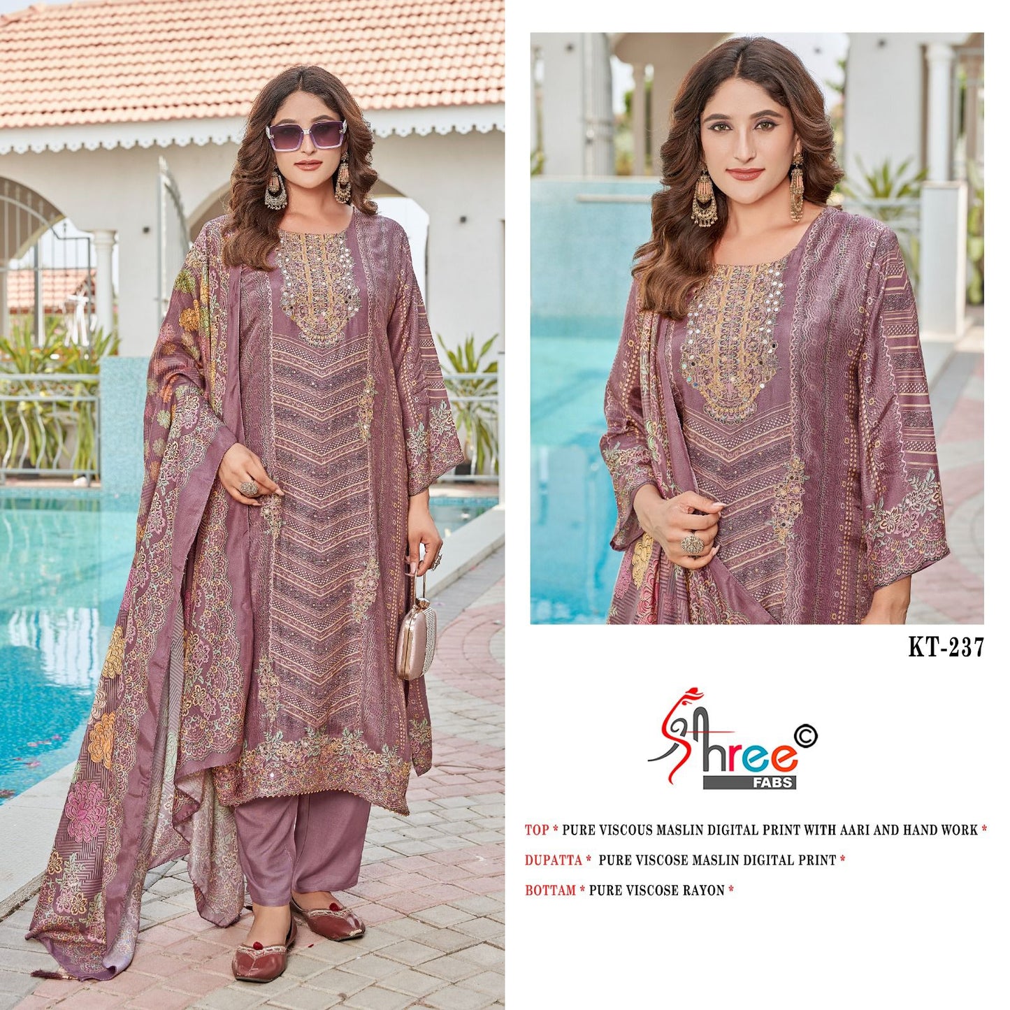 Kt 237 Shree Fabs Pure Viscose Pakistani Salwar Suits Wholesale Price