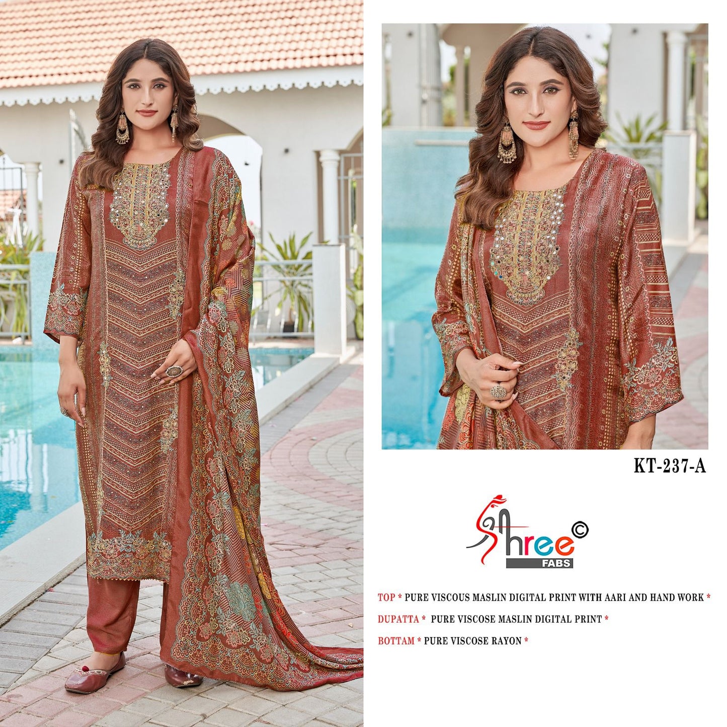 Kt 237 Shree Fabs Pure Viscose Pakistani Salwar Suits Wholesale Price