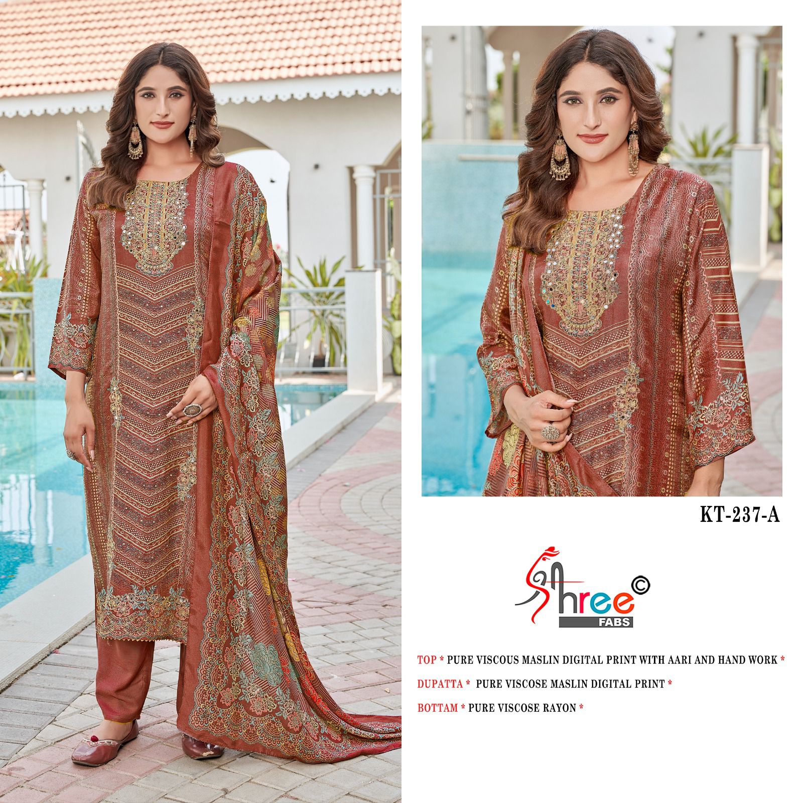 Kt 237 Shree Fabs Pure Viscose Pakistani Salwar Suits Wholesale Price