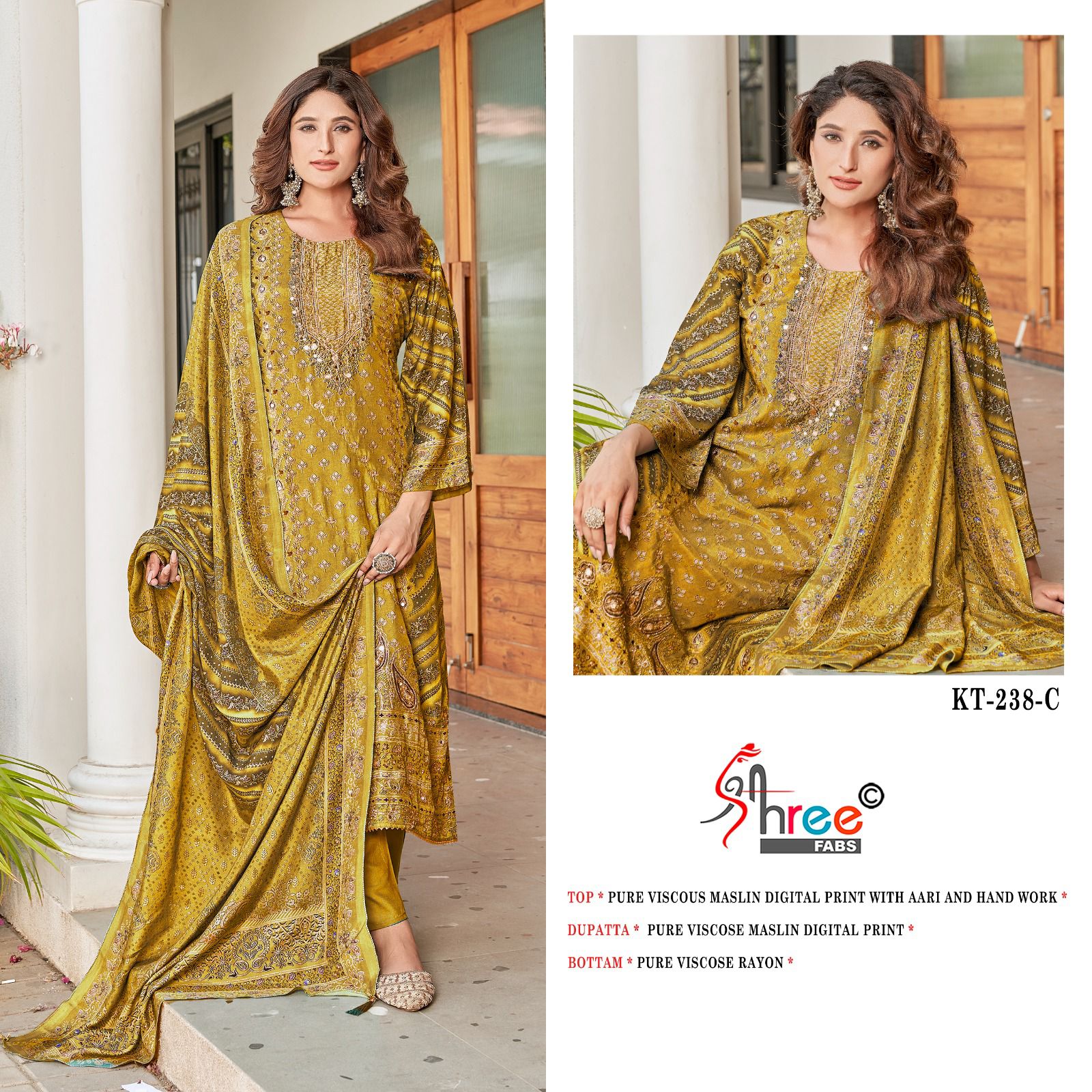 Kt 238 Shree Fabs Viscose Muslin Karachi Salwar Suits Supplier Gujarat