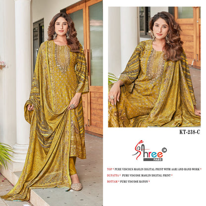 Kt 238 Shree Fabs Viscose Muslin Karachi Salwar Suits Supplier Gujarat