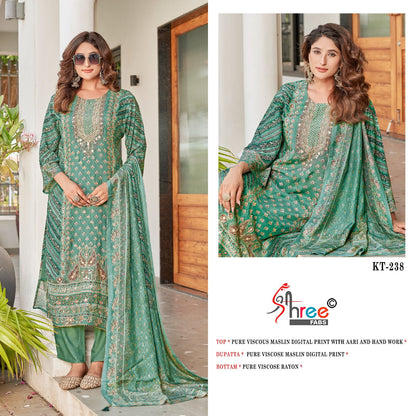 Kt 238 Shree Fabs Viscose Muslin Karachi Salwar Suits Supplier Gujarat