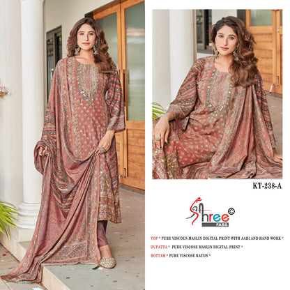 Kt 238 Shree Fabs Viscose Muslin Karachi Salwar Suits Supplier Gujarat