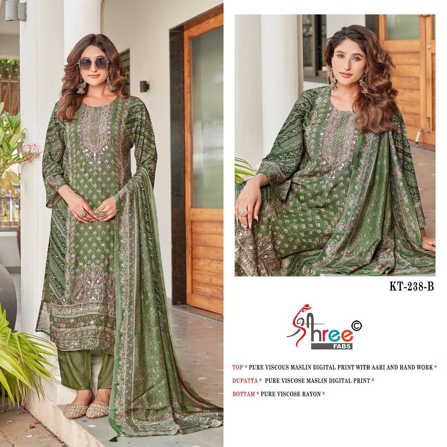 Kt 238 Shree Fabs Viscose Muslin Karachi Salwar Suits Supplier Gujarat