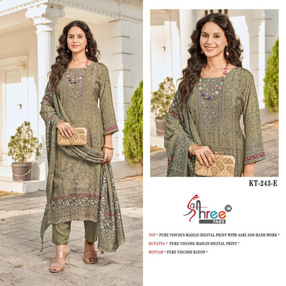 Kt 243 Defg Shree Fabs Viscose Muslin Karachi Salwar Suits Wholesale Rate