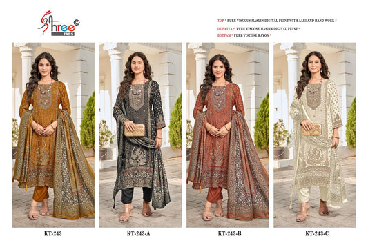Kt 243 Shree Fabs Viscose Muslin Karachi Salwar Suits Wholesaler India
