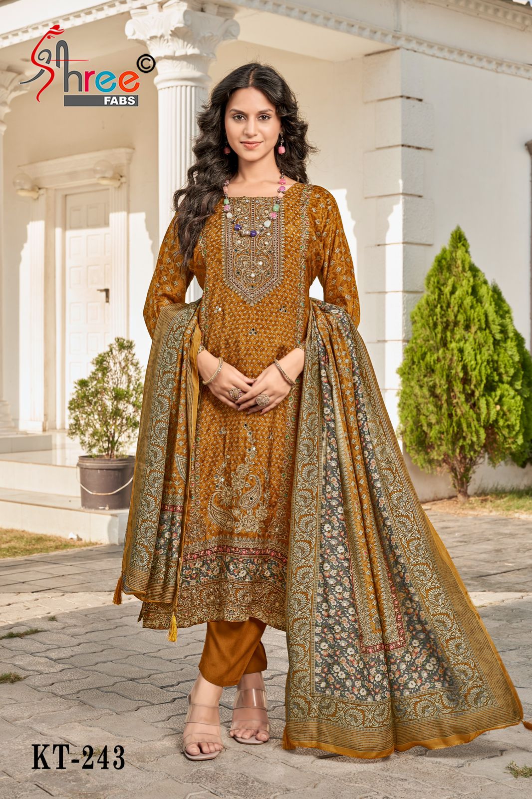 Kt 243 Shree Fabs Viscose Muslin Karachi Salwar Suits Wholesaler India