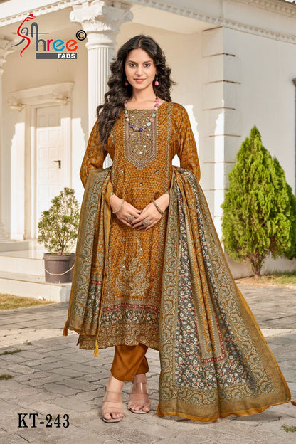 Kt 243 Shree Fabs Viscose Muslin Karachi Salwar Suits Wholesaler India