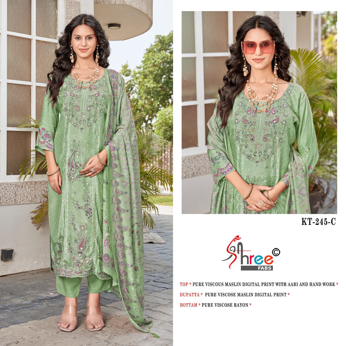 Kt 245 Shree Fabs Viscose Muslin Karachi Salwar Suits Supplier Gujarat