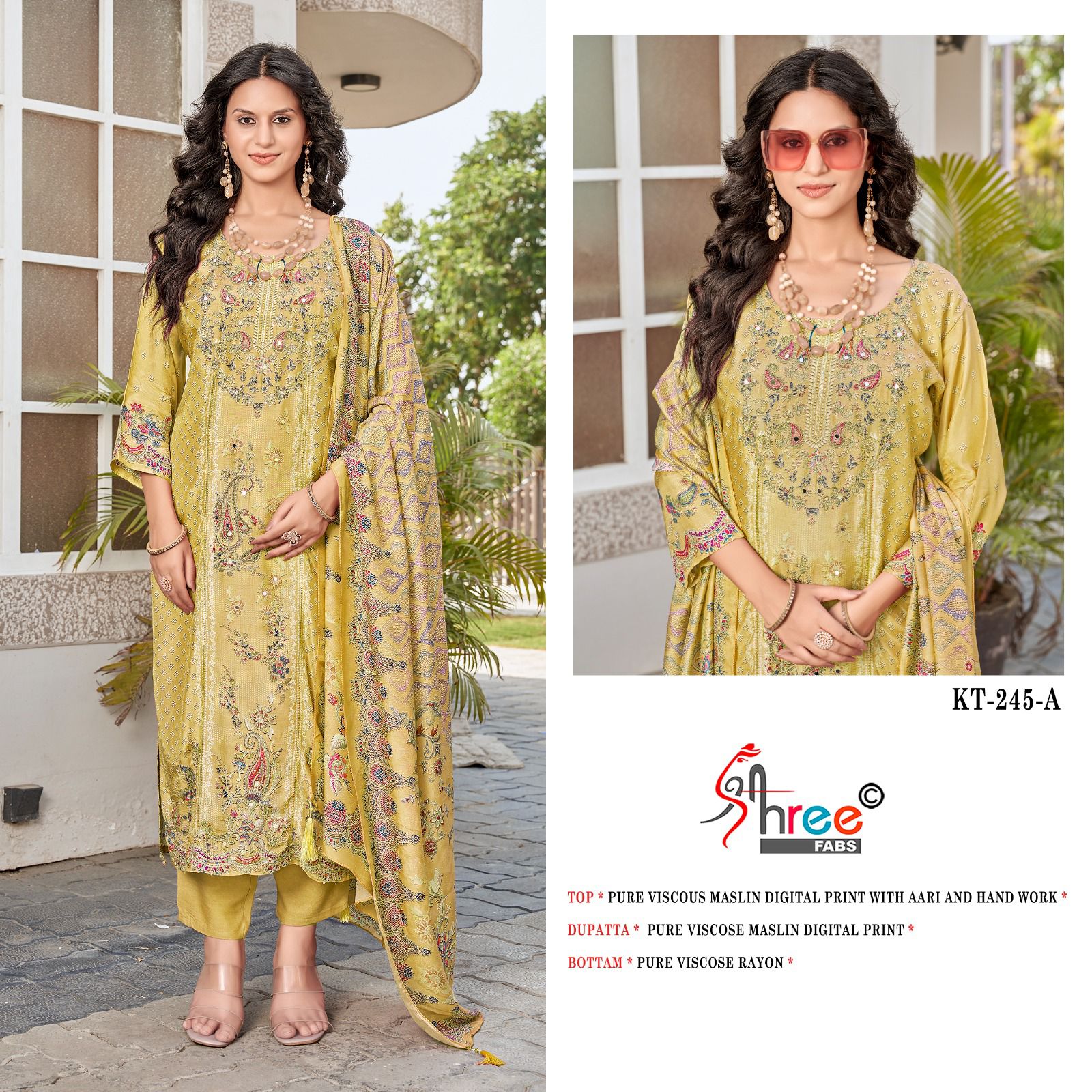 Kt 245 Shree Fabs Viscose Muslin Karachi Salwar Suits Supplier Gujarat