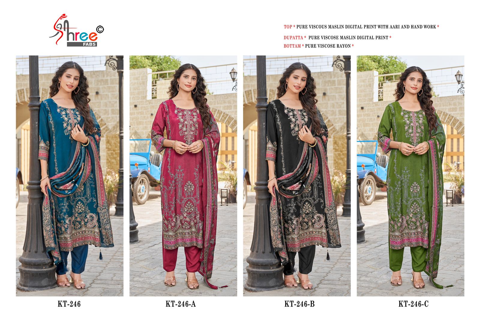 Kt 246 Shree Fabs Pure Viscose Pakistani Salwar Suits Wholesaler Gujarat