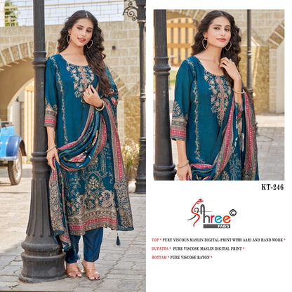 Kt 246 Shree Fabs Pure Viscose Pakistani Salwar Suits Wholesaler Gujarat