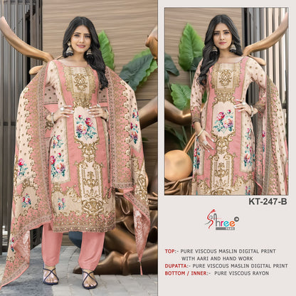 Kt 247 Shree Fabs Viscose Muslin Karachi Salwar Suits Exporter India