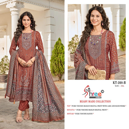 Kt 268 Shree Fabs Viscose Muslin Pakistani Readymade Suits Manufacturer India
