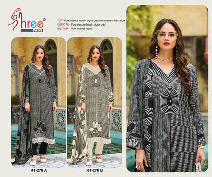 Kt 276 Shree Fabs Viscose Muslin Karachi Salwar Suits Manufacturer