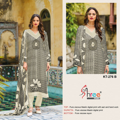 Kt 276 Shree Fabs Viscose Muslin Karachi Salwar Suits Manufacturer