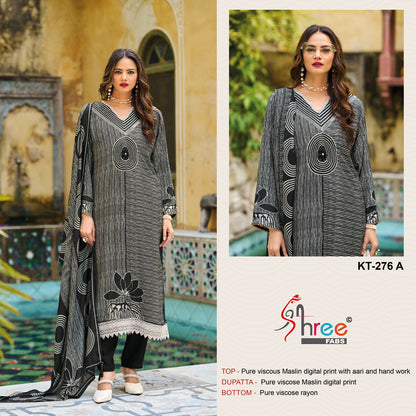 Kt 276 Shree Fabs Viscose Muslin Karachi Salwar Suits Manufacturer