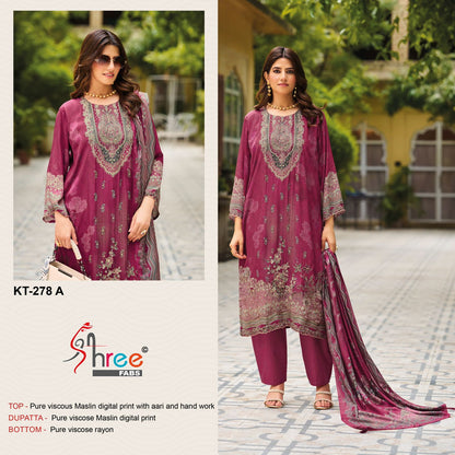 Kt 278 Shree Fabs Pure Viscose Pakistani Salwar Suits Supplier