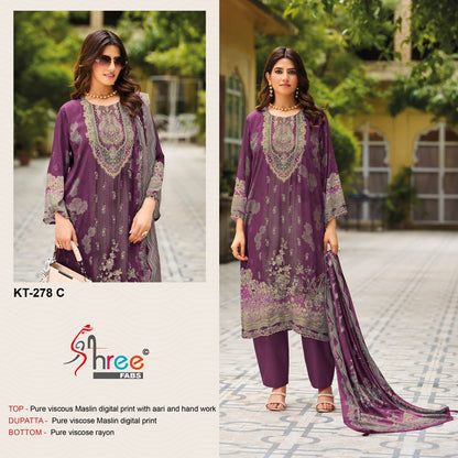 Kt 278 Shree Fabs Pure Viscose Pakistani Salwar Suits Supplier
