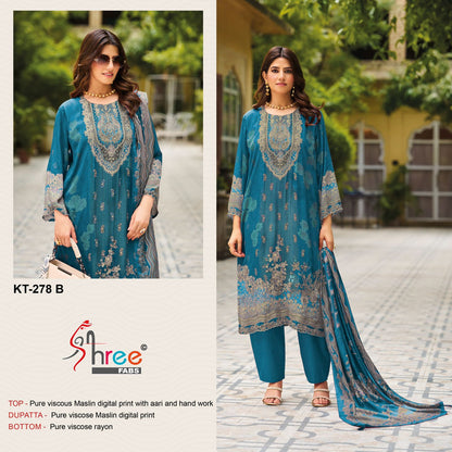 Kt 278 Shree Fabs Pure Viscose Pakistani Salwar Suits Supplier