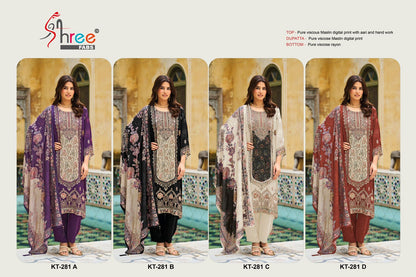 Kt 281 Shree Fabs Viscose Muslin Karachi Salwar Suits Wholesaler