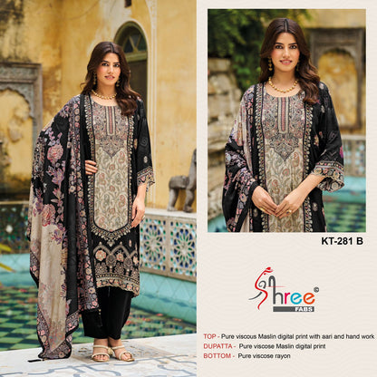 Kt 281 Shree Fabs Viscose Muslin Karachi Salwar Suits Wholesaler