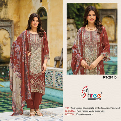 Kt 281 Shree Fabs Viscose Muslin Karachi Salwar Suits Wholesaler