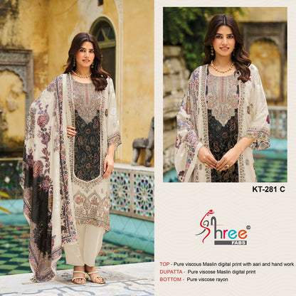 Kt 281 Shree Fabs Viscose Muslin Karachi Salwar Suits Wholesaler