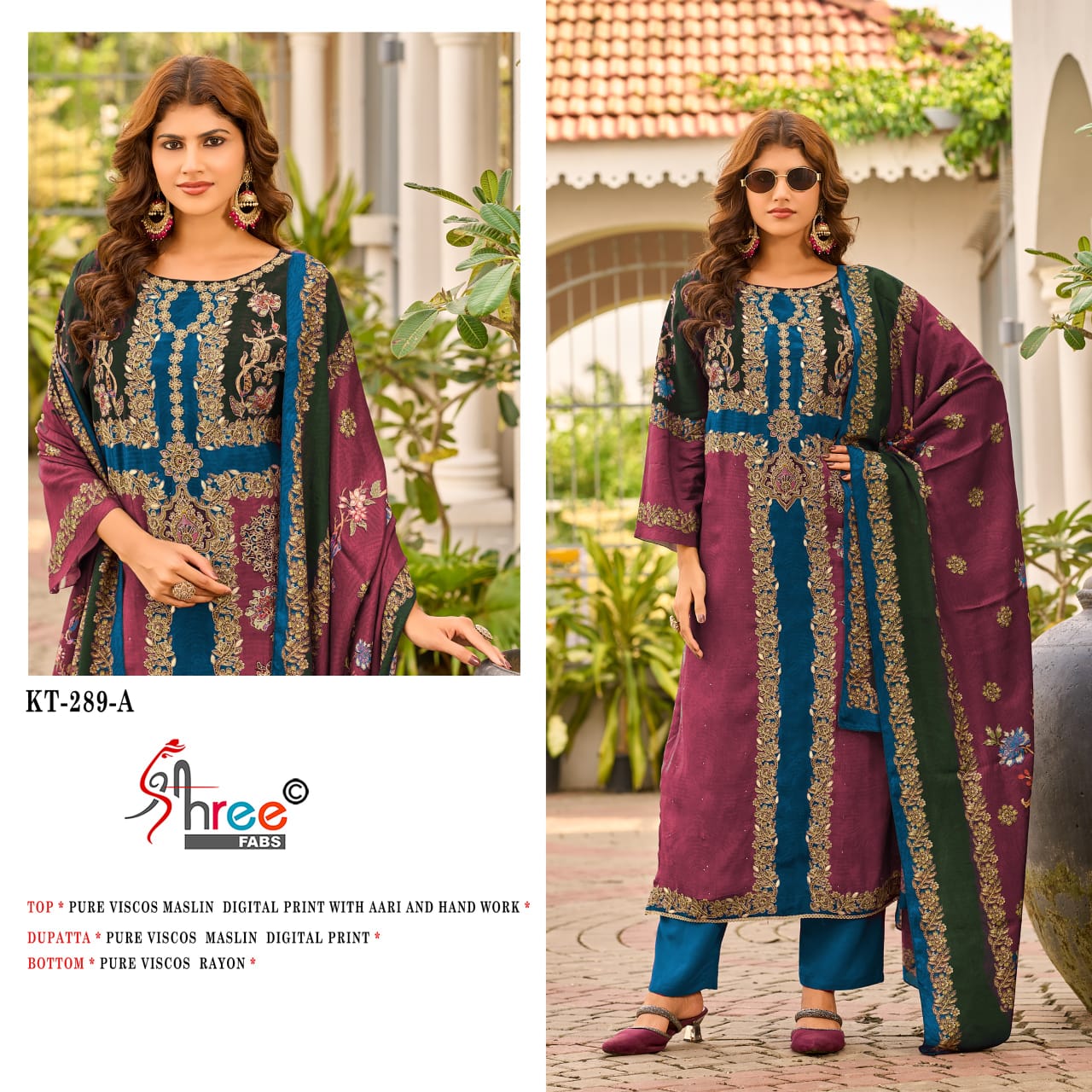 Kt 289 Shree Fabs Pure Viscose Muslin Pakistani Salwar Suits Wholesaler India