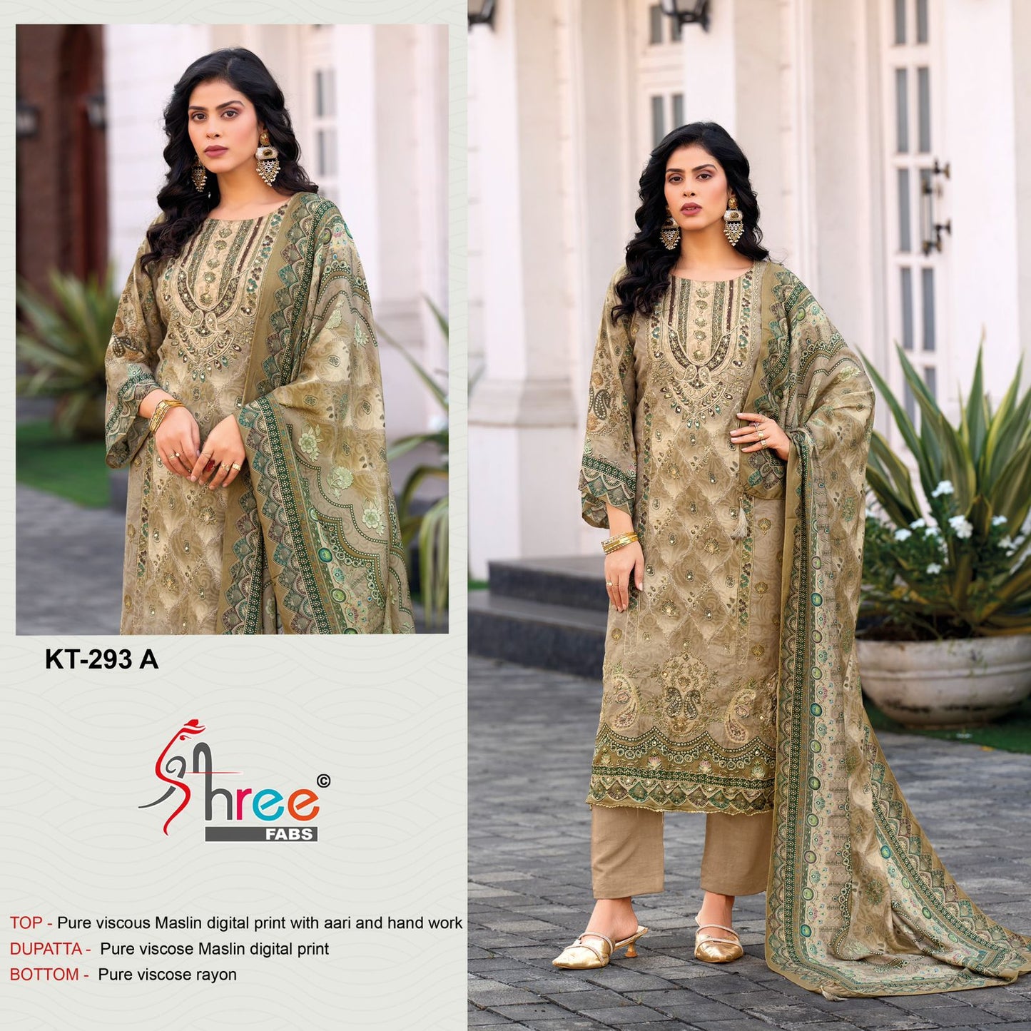 Kt 293 Shree Fabs Viscose Muslin Pakistani Salwar Suits Manufacturer India