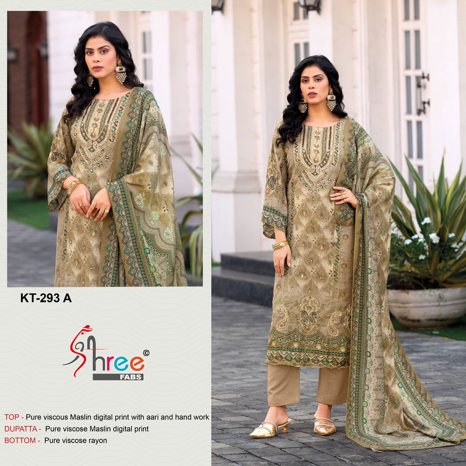 Kt 293 Shree Fabs Viscose Muslin Pakistani Salwar Suits Manufacturer India