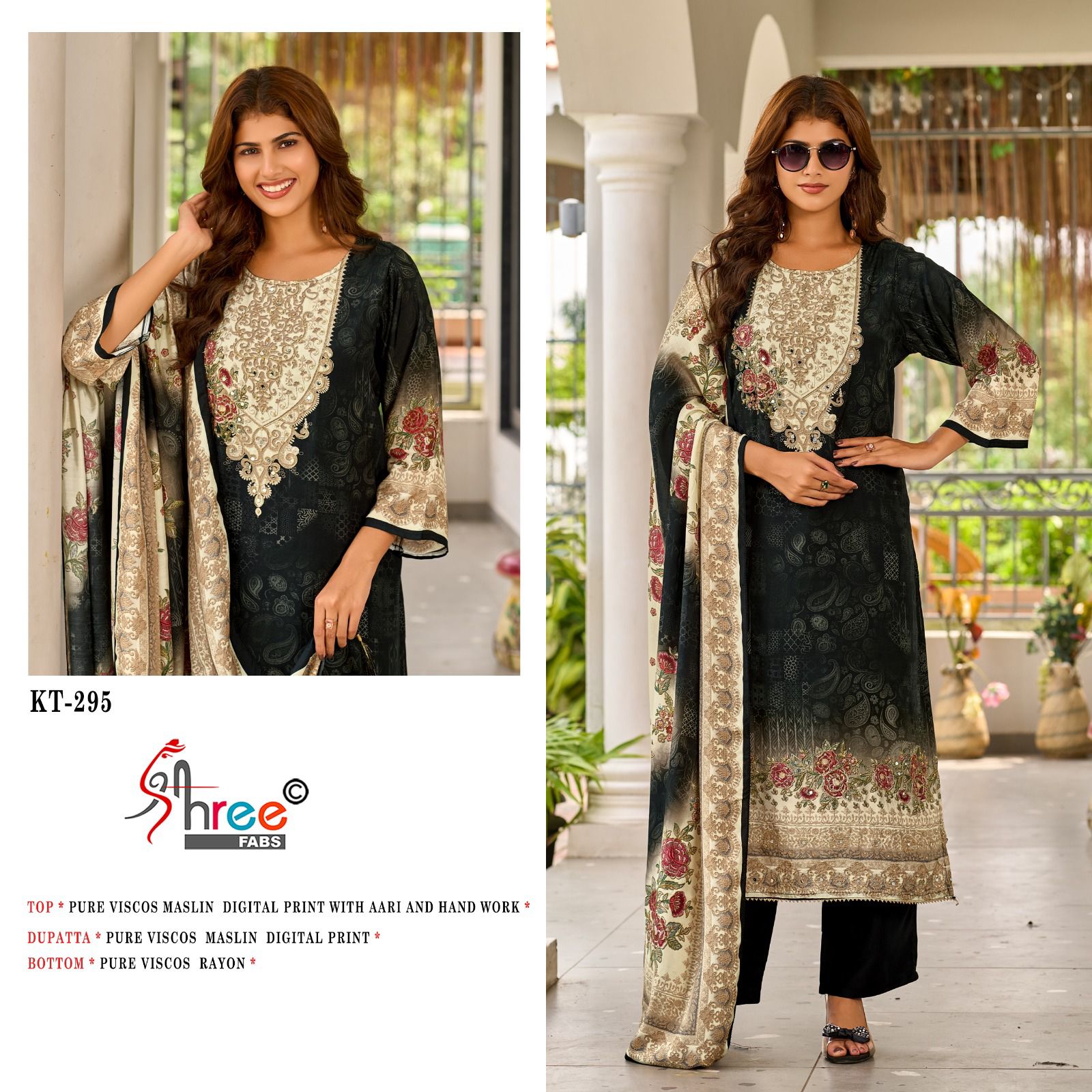 Kt 295 Shree Fabs Viscose Muslin Karachi Salwar Suits Wholesaler