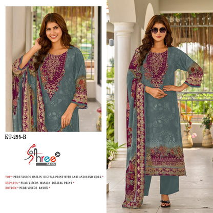 Kt 295 Shree Fabs Viscose Muslin Karachi Salwar Suits Wholesaler