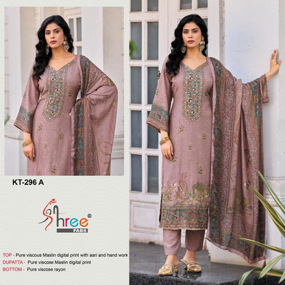 Kt 296 Shree Fabs Viscose Muslin Karachi Salwar Suits Manufacturer Ahmedabad
