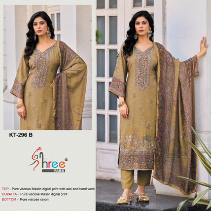 Kt 296 Shree Fabs Viscose Muslin Karachi Salwar Suits Manufacturer Ahmedabad