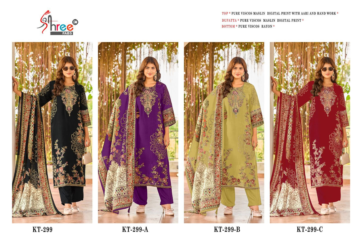 Kt 299 Shree Fabs Pure Viscose Muslin Pakistani Salwar Suits Exporter Ahmedabad