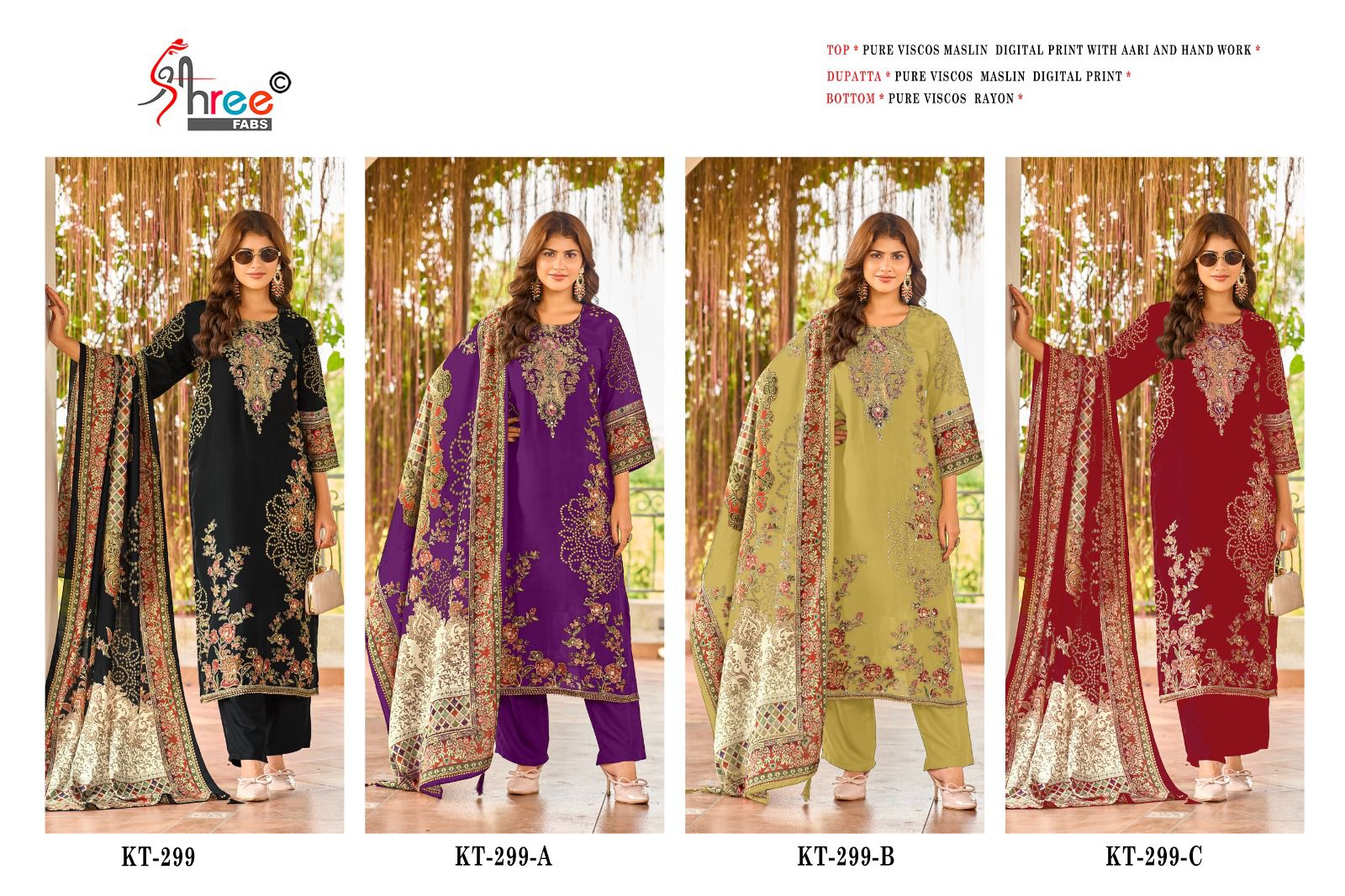 Kt 299 Shree Fabs Pure Viscose Muslin Pakistani Salwar Suits Exporter Ahmedabad
