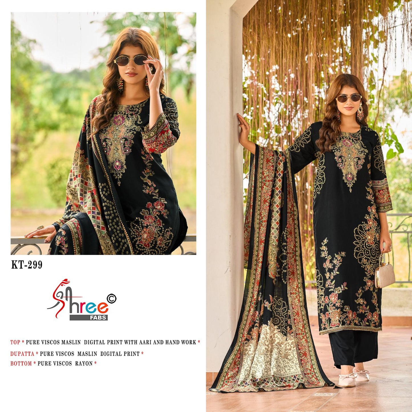 Kt 299 Shree Fabs Pure Viscose Muslin Pakistani Salwar Suits Exporter Ahmedabad