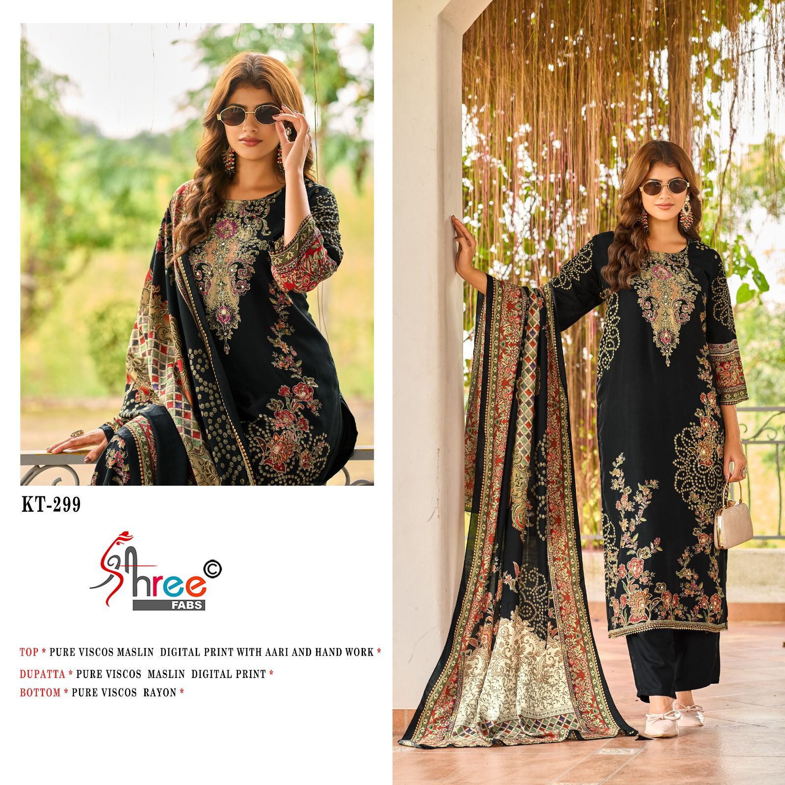 Kt 299 Shree Fabs Pure Viscose Muslin Pakistani Salwar Suits Exporter Ahmedabad
