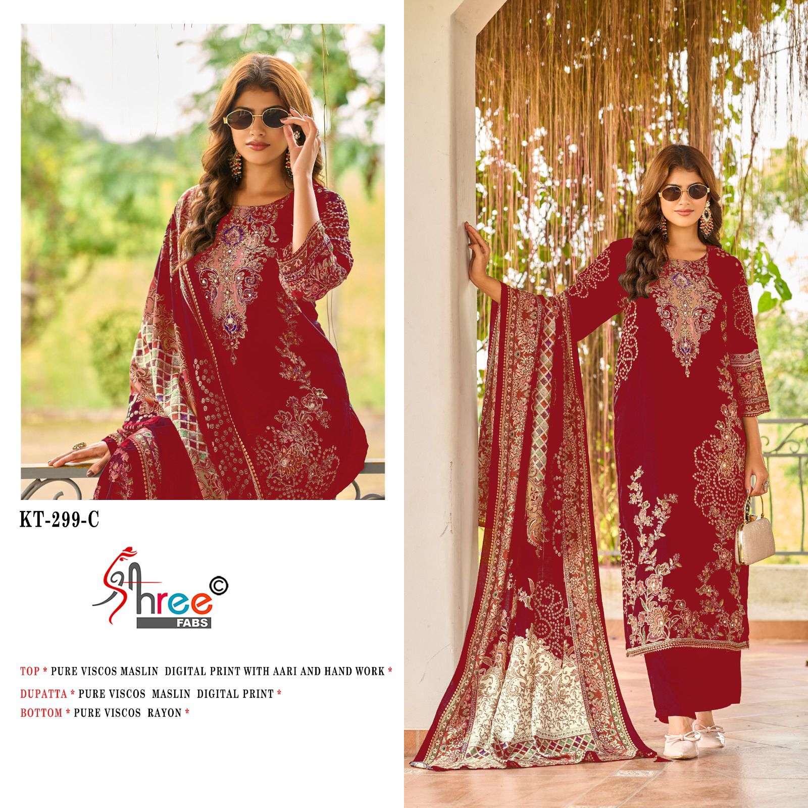 Kt 299 Shree Fabs Pure Viscose Muslin Pakistani Salwar Suits Exporter Ahmedabad