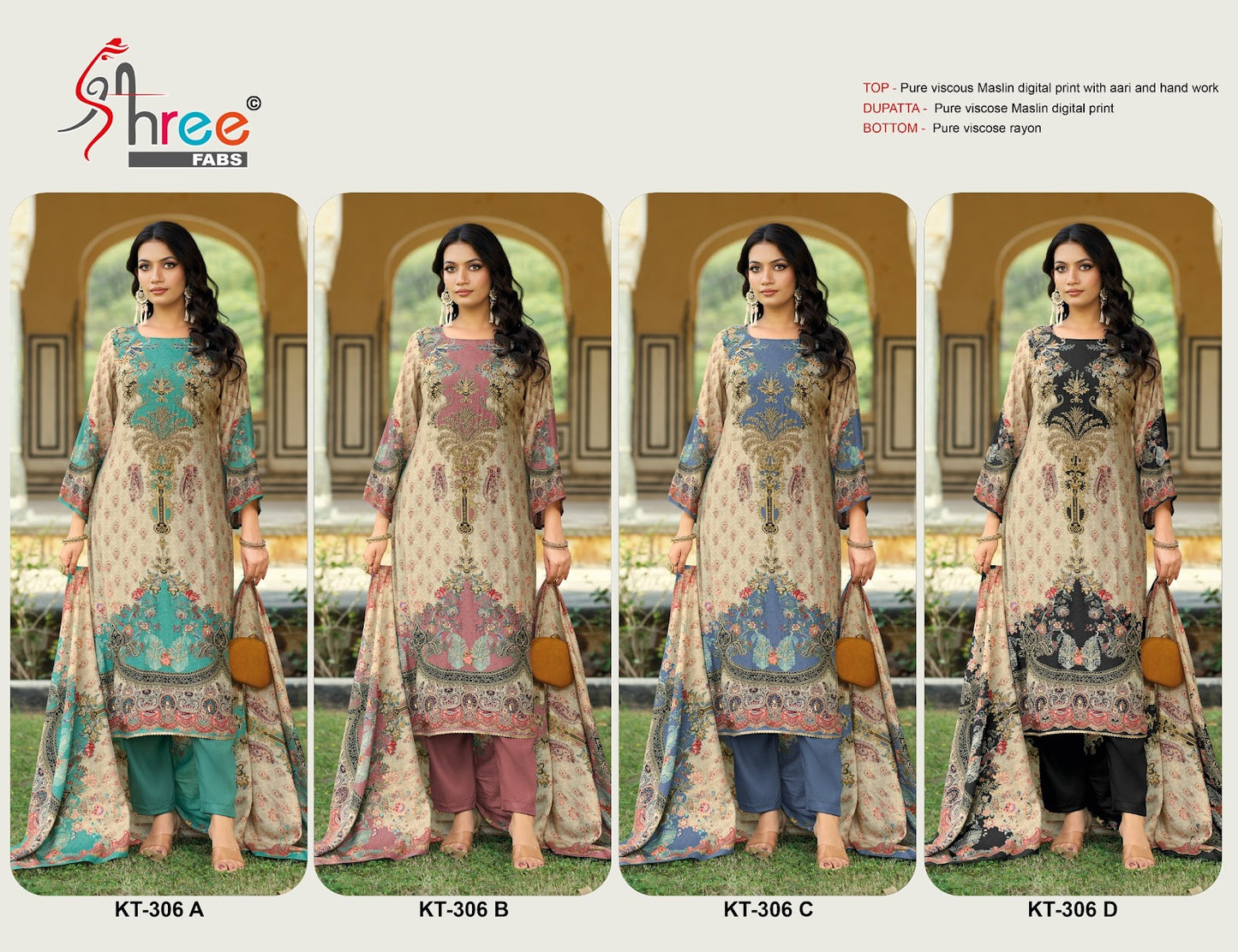 Kt 306 Shree Fabs Viscose Muslin Pakistani Salwar Suits Manufacturer India