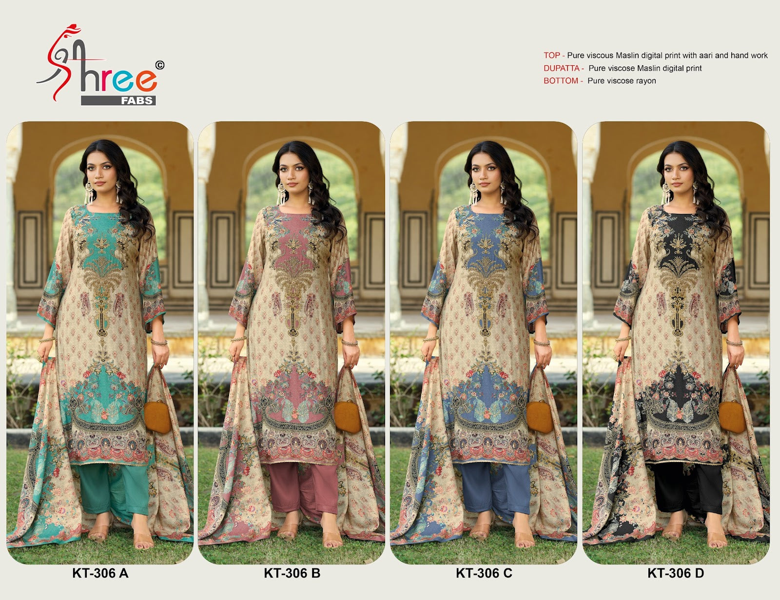 Kt 306 Shree Fabs Viscose Muslin Pakistani Salwar Suits Manufacturer India