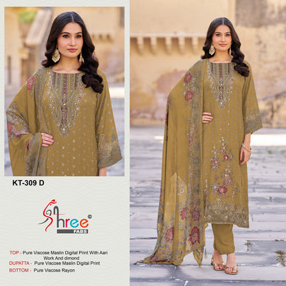 Kt 309 Shree Fabs Viscose Muslin Karachi Salwar Suits Exporter India