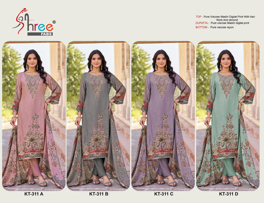 Kt 311 Shree Fabs Viscose Muslin Pakistani Salwar Suits Wholesaler India