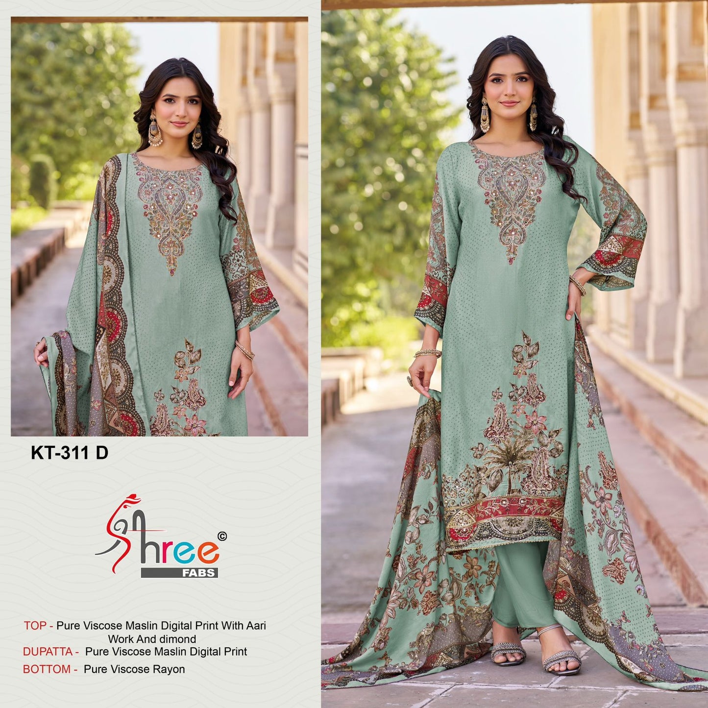 Kt 311 Shree Fabs Viscose Muslin Pakistani Salwar Suits Wholesaler India
