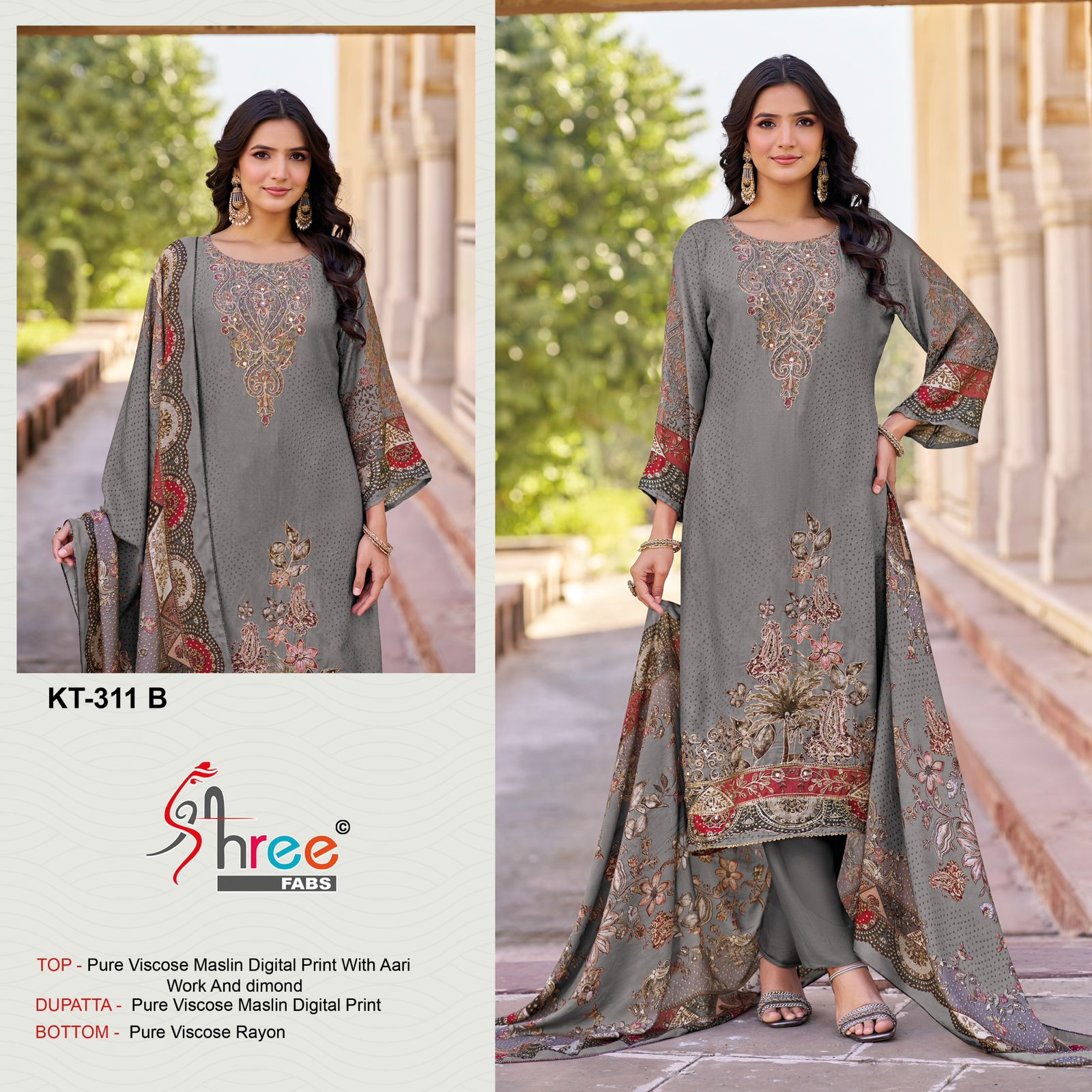 Kt 311 Shree Fabs Viscose Muslin Pakistani Salwar Suits Wholesaler India