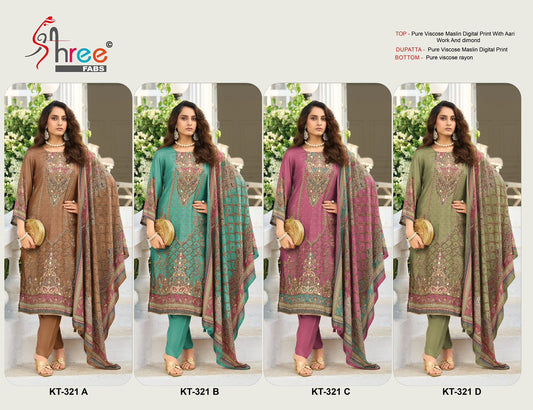 Kt 321 Shree Fabs Viscose Muslin Karachi Salwar Suits Exporter Gujarat